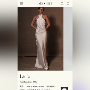 MESHKI LAURA DRESS CREAM NWT